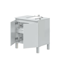 Mobile sottolavabo Jerome, Mobiletto da bagno, Contenitore porta lavabo, Armadio per lavandino, 60x40 h64 cm, Bianco lucido