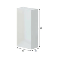 Mobile pensile Berlino, Armadietto sospeso, Mobiletto a muro, Armadio ausiliario multifunzione, 30x16 h60 cm, Bianco lucido