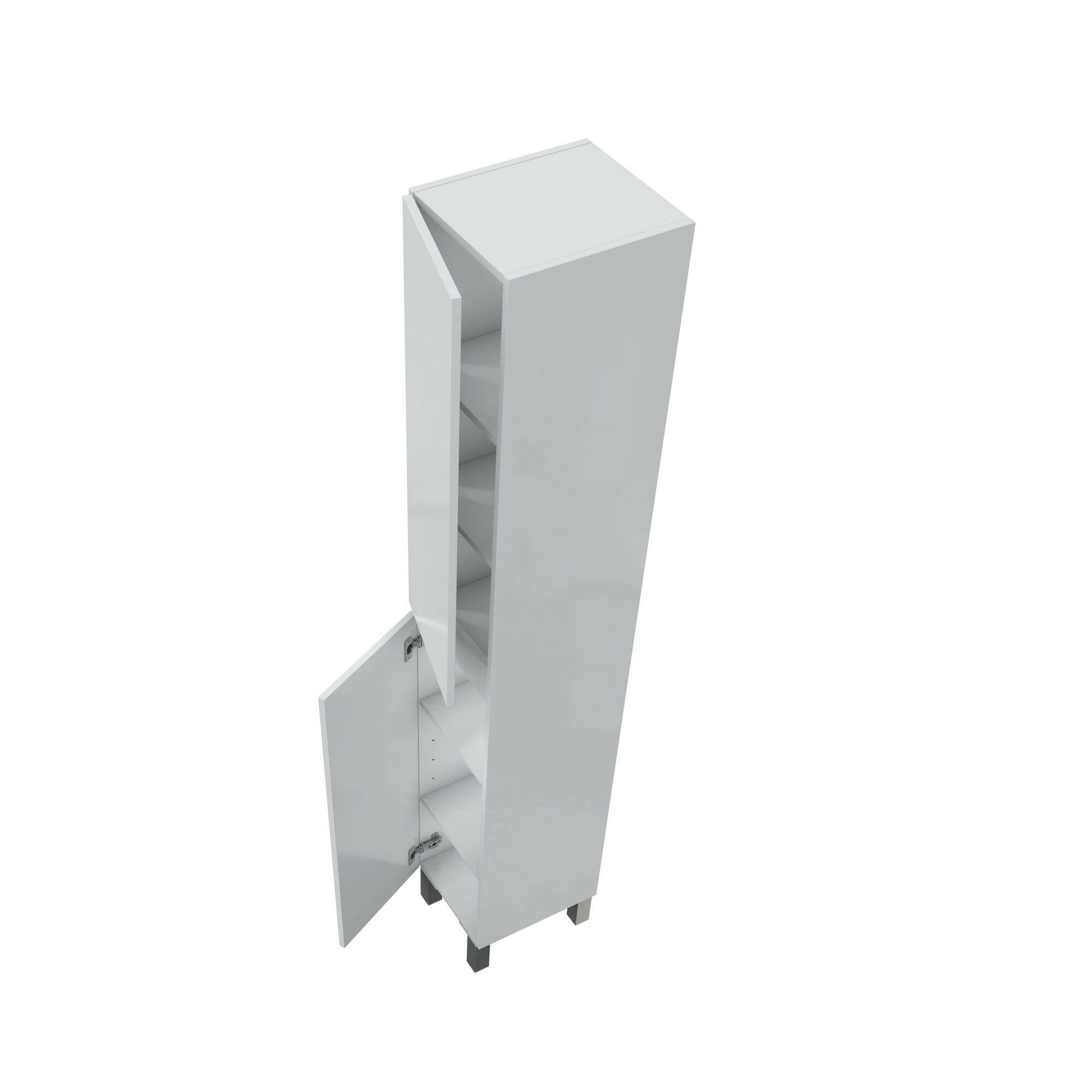 Mobile colonna Noru, Pensile bagno o cucina, Armadio alto multifunzione, Mobiletto multiuso, 30x35 h182 cm, Bianco lucido