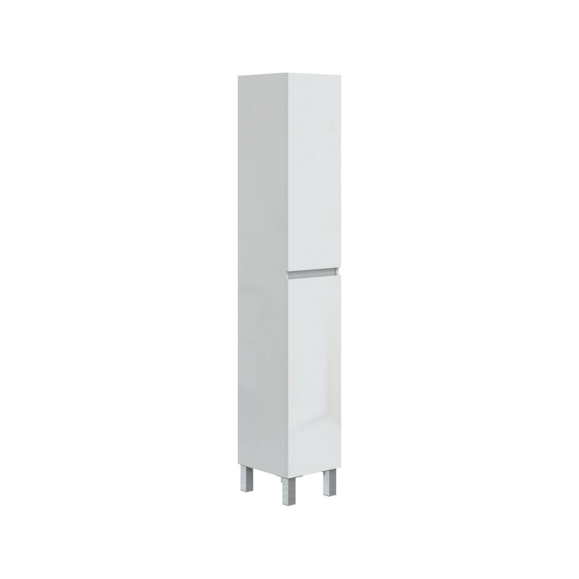 Mobile colonna Noru, Pensile bagno o cucina, Armadio alto multifunzione, Mobiletto multiuso, 30x35 h182 cm, Bianco lucido