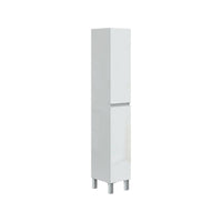 Mobile colonna Noru, Pensile bagno o cucina, Armadio alto multifunzione, Mobiletto multiuso, 30x35 h182 cm, Bianco lucido