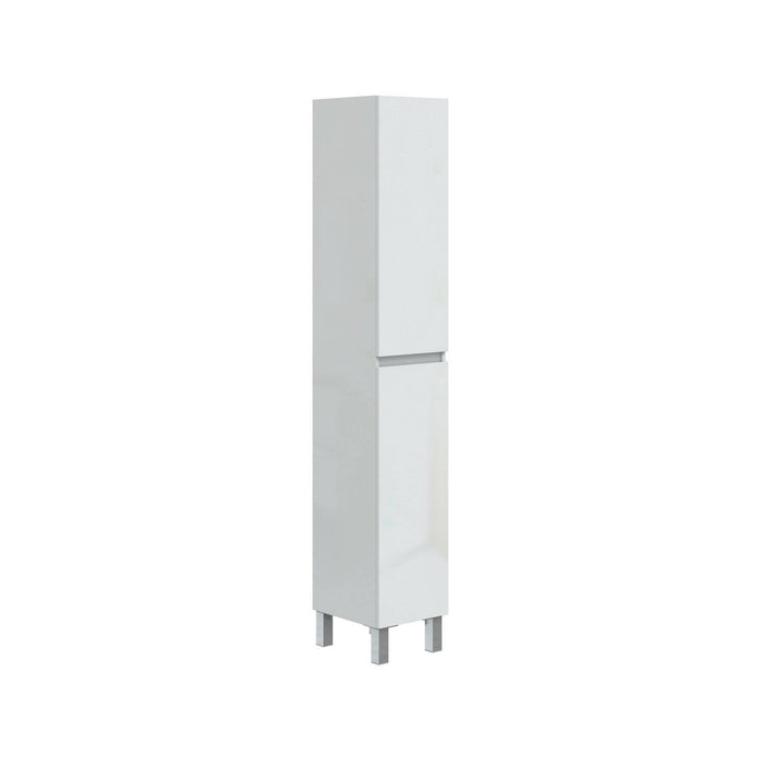 Mobile colonna Noru, Pensile bagno o cucina, Armadio alto multifunzione, Mobiletto multiuso, 30x35 h182 cm, Bianco lucido