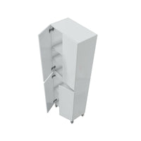 Mobile colonna Fabian, Pensile bagno o cucina, Armadio alto multifunzione, Mobiletto multiuso, 60x35 h182 cm, Bianco lucido
