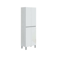Mobile colonna Fabian, Pensile bagno o cucina, Armadio alto multifunzione, Mobiletto multiuso, 60x35 h182 cm, Bianco lucido