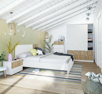 Guardaroba 2 ante Ineng, Mobile camera da letto, Cabina armadio portabiti, Armadio appendiabiti, 140x60 h200 cm, Bianco e Rovere