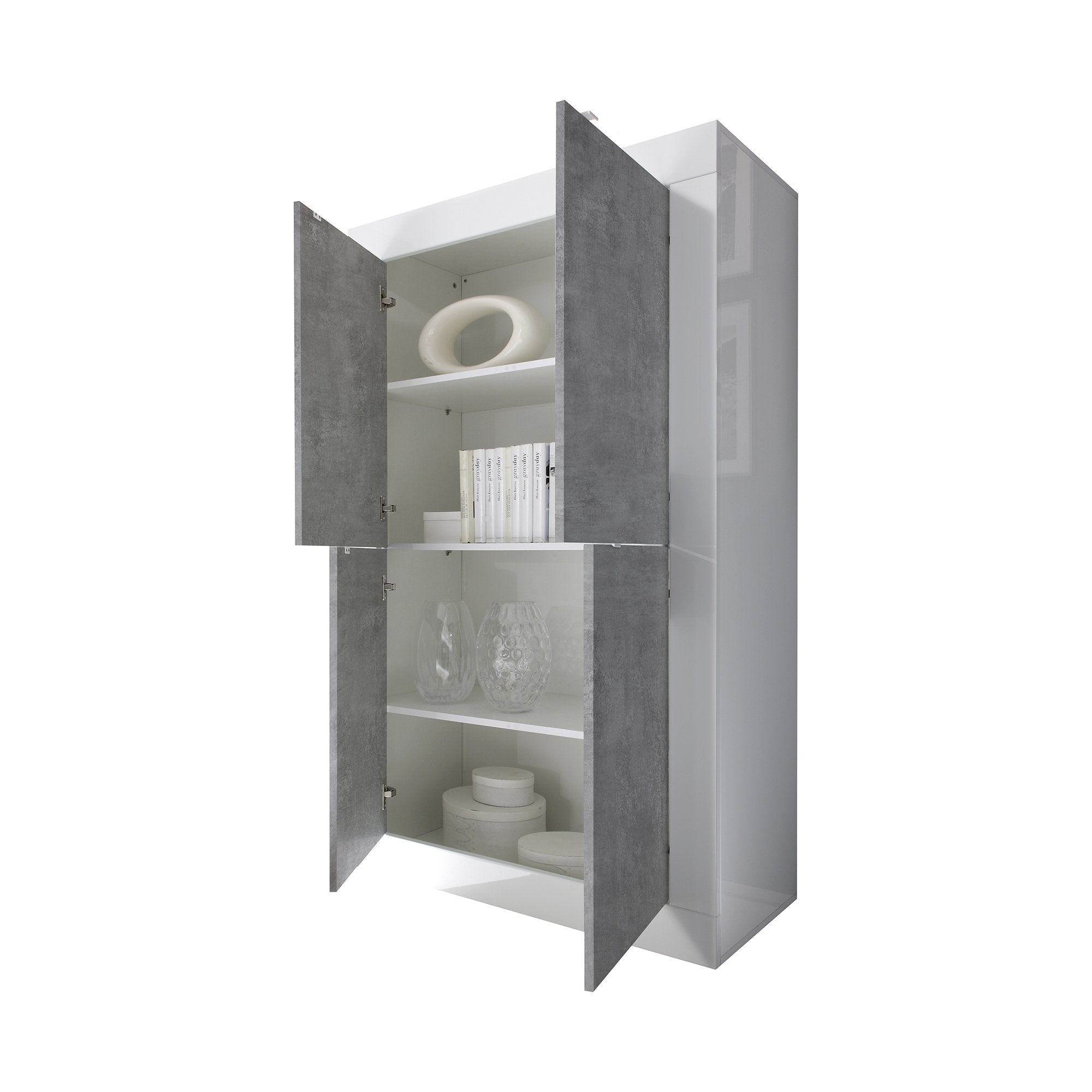 Madia Sampeyre, Credenza 3 Ripiani, 101.4x42x161.2h cm Bianco Lucido