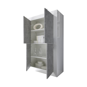 Madia Sampeyre, Credenza 3 Ripiani, 101.4x42x161.2h cm Bianco Lucido