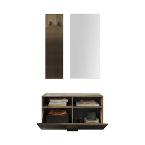 Muros, Mobile da Ingresso Specchio Incluso, 91x36x165h cm Marrone Rovere