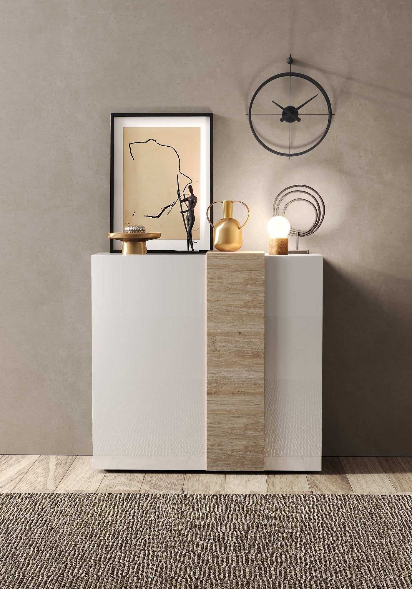 Madia Lucito, Credenza 4 Ripiani, 121x44x114h cm Bianco Lucido