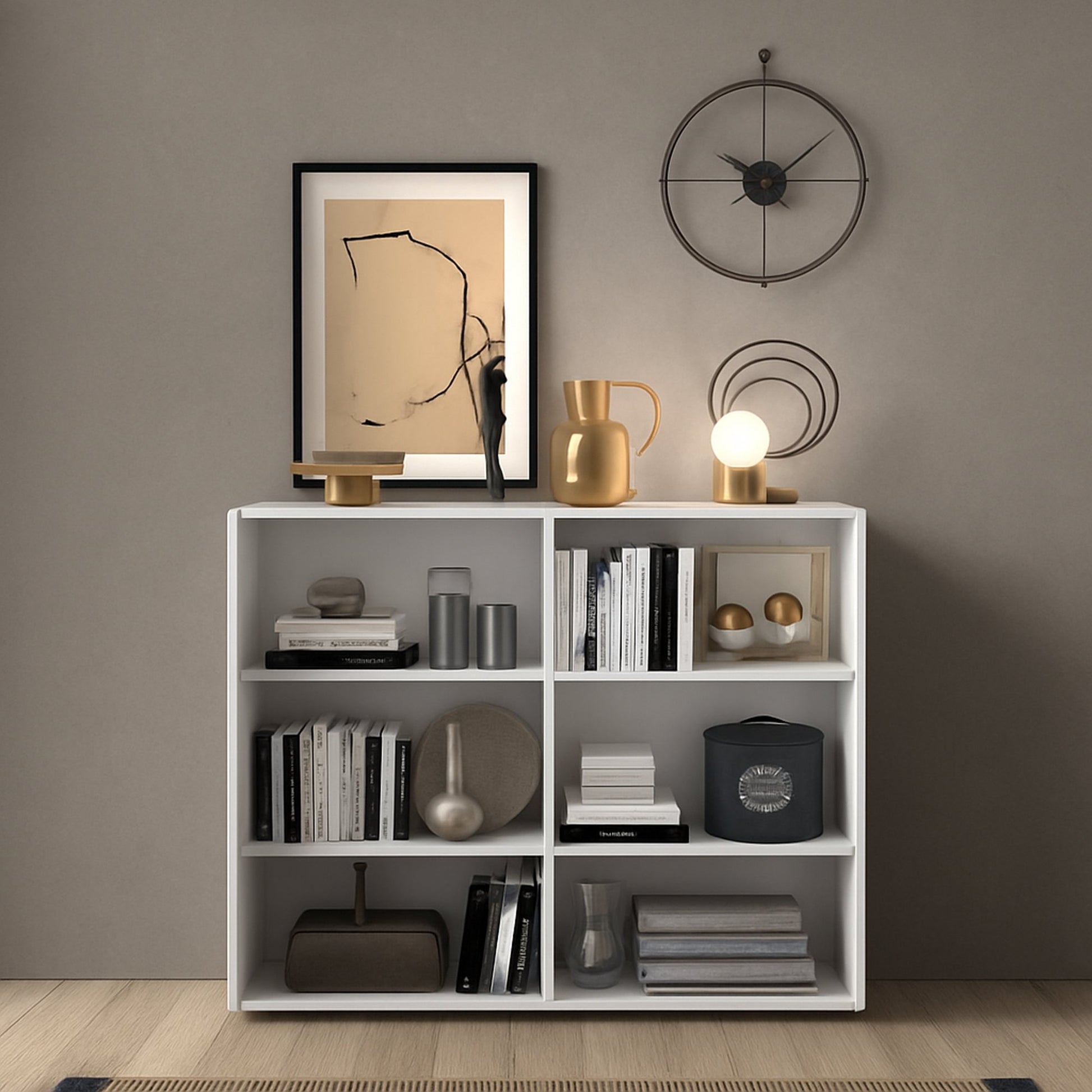 Madia Lucito, Credenza 4 Ripiani, 121x44x114h cm Bianco Lucido