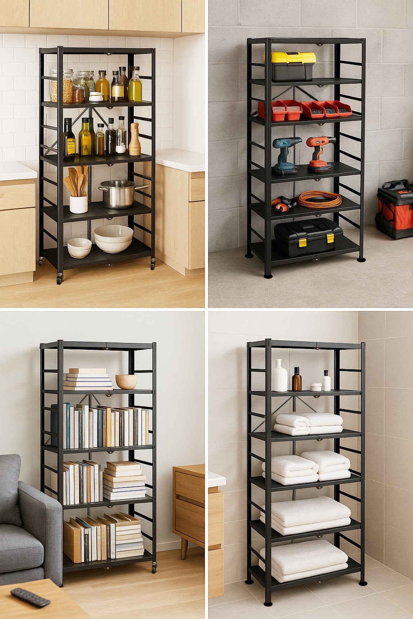 Ficulle, Scaffali 6 Ripiani, 71x38x190h cm Nero