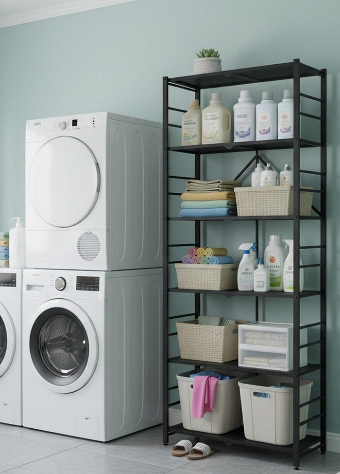 Ficulle, Scaffali 6 Ripiani, 71x38x190h cm Nero