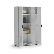 Teolo, Armadio Multiuso Grande Cassetti Made in Italy, 106.9x180h cm Bianco Lucido