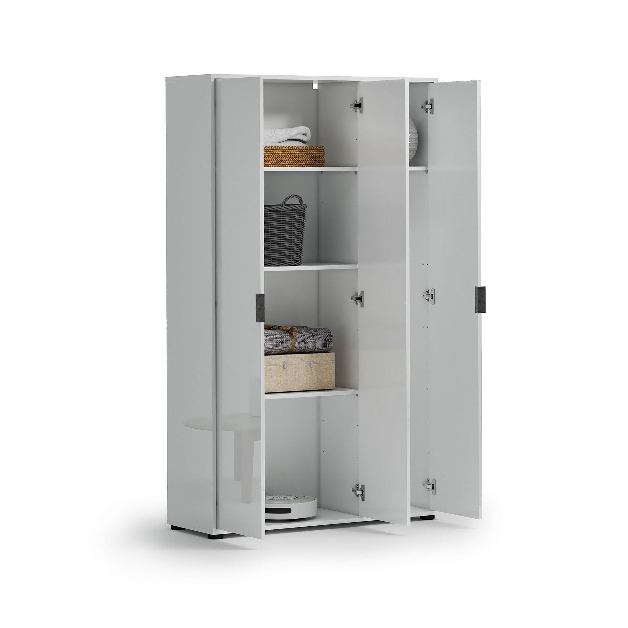 Teolo, Armadio Multiuso Grande Cassetti Made in Italy, 106.9x180h cm Bianco Lucido