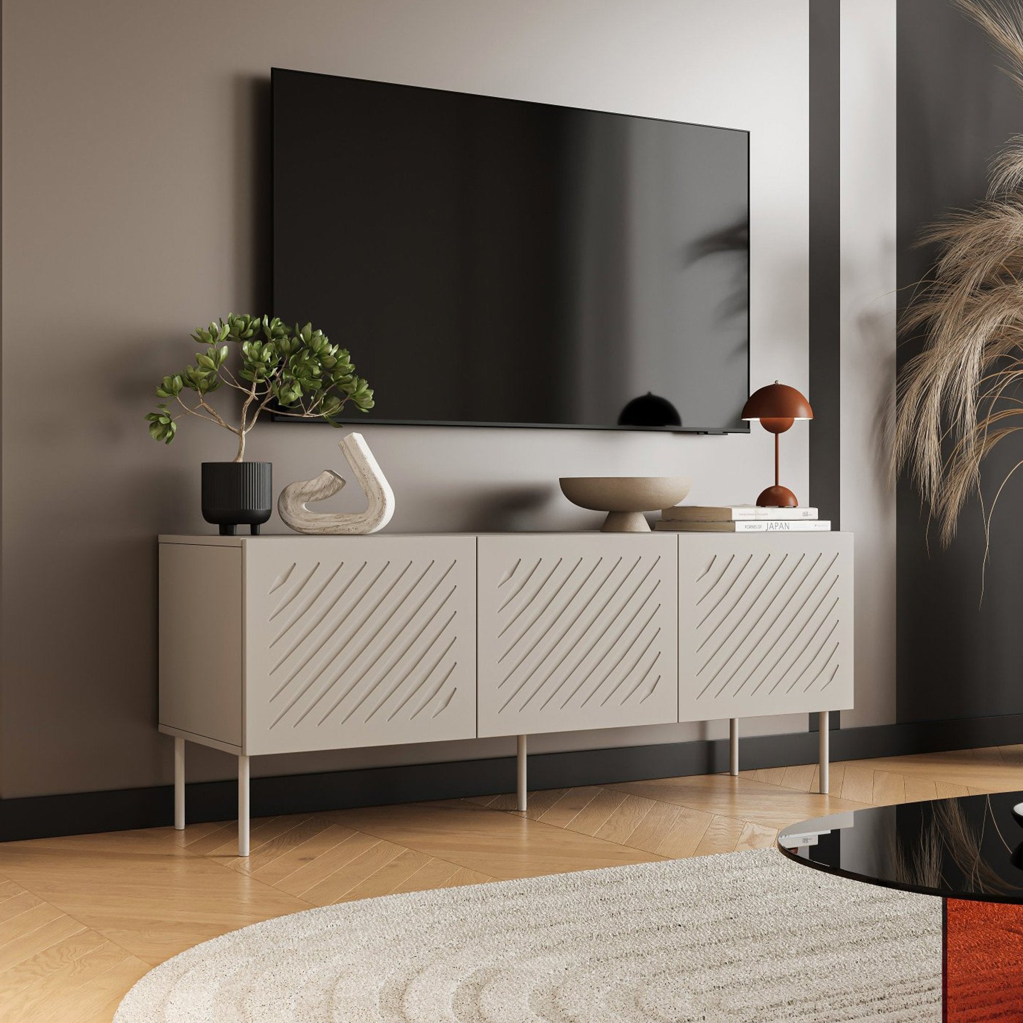 Termoli, Mobile Porta tv un Ripiano, 150.5x42x60h cm Beige