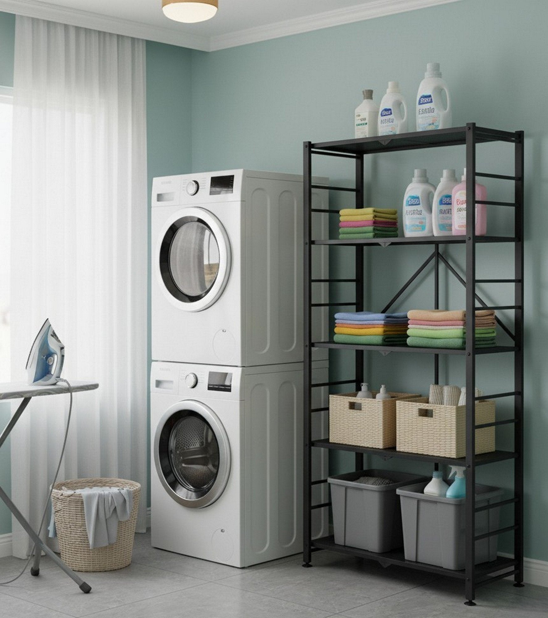 Minori, Scaffali 5 Ripiani, 71x38x156h cm Nero