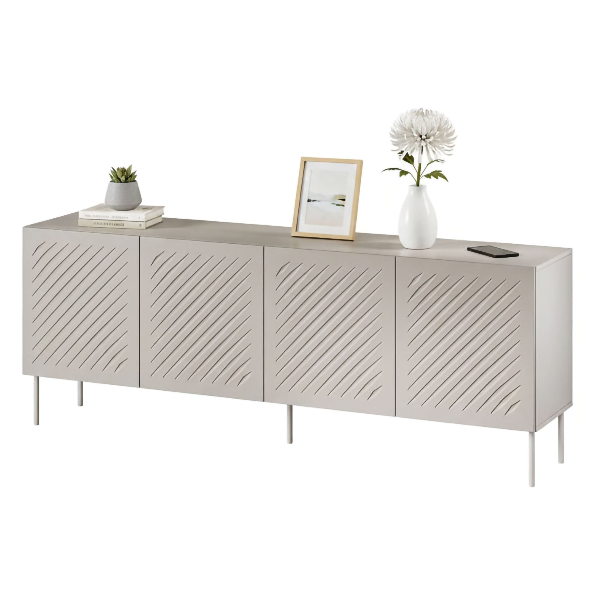 Madia Carema, Credenza 2 Ripiani, 200.5x42x75h cm Beige