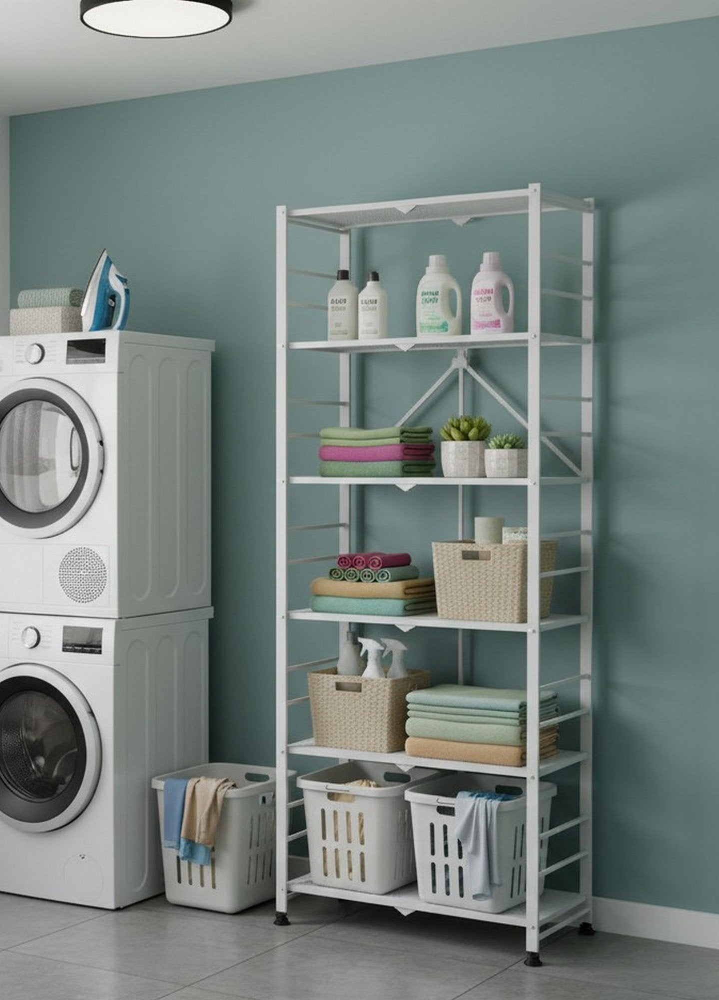 Ficulle, Scaffali 6 Ripiani, 71x38x190h cm Bianco