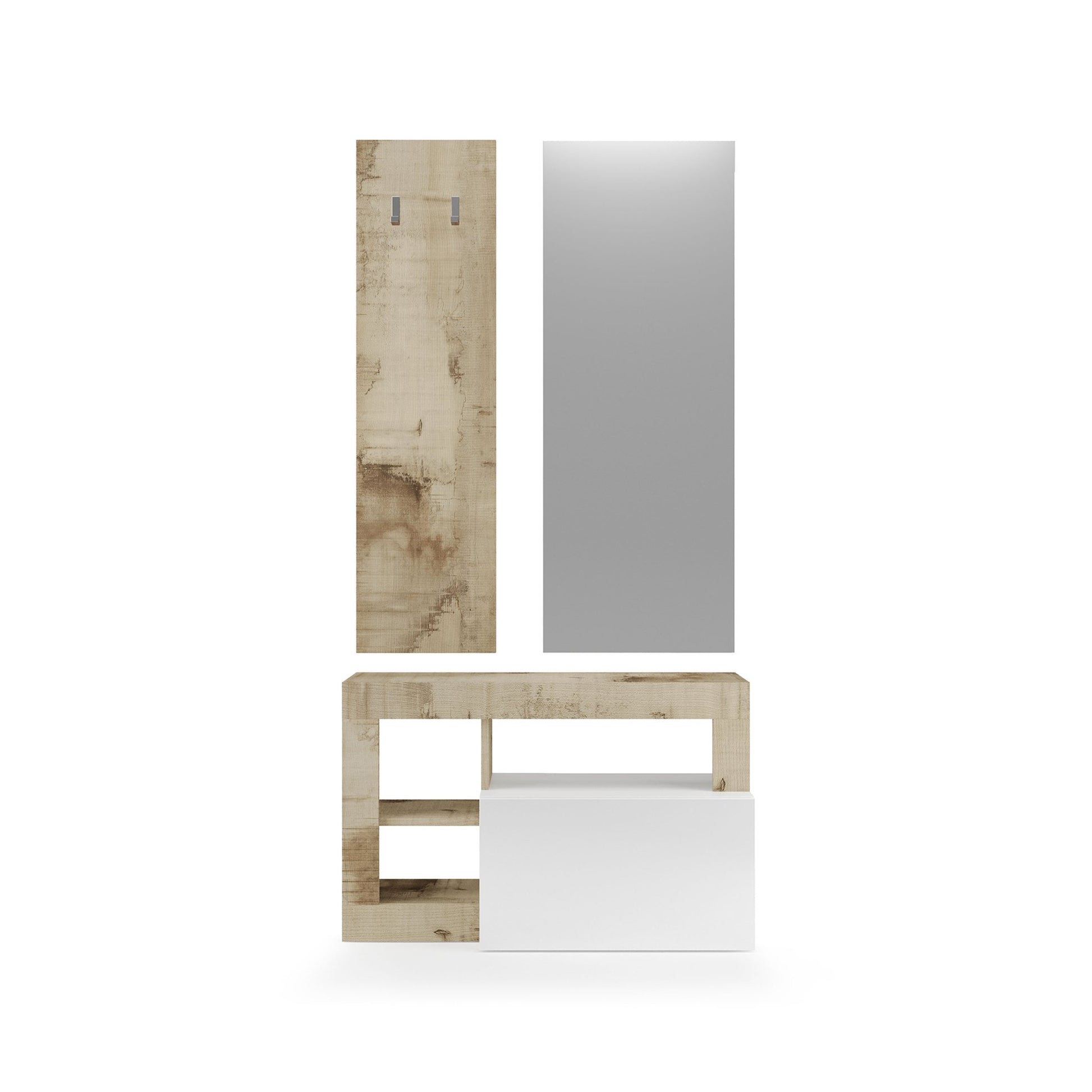 Casalino, Mobile da Ingresso Specchio Incluso, 90.5x36x170h cm Marrone Lucido