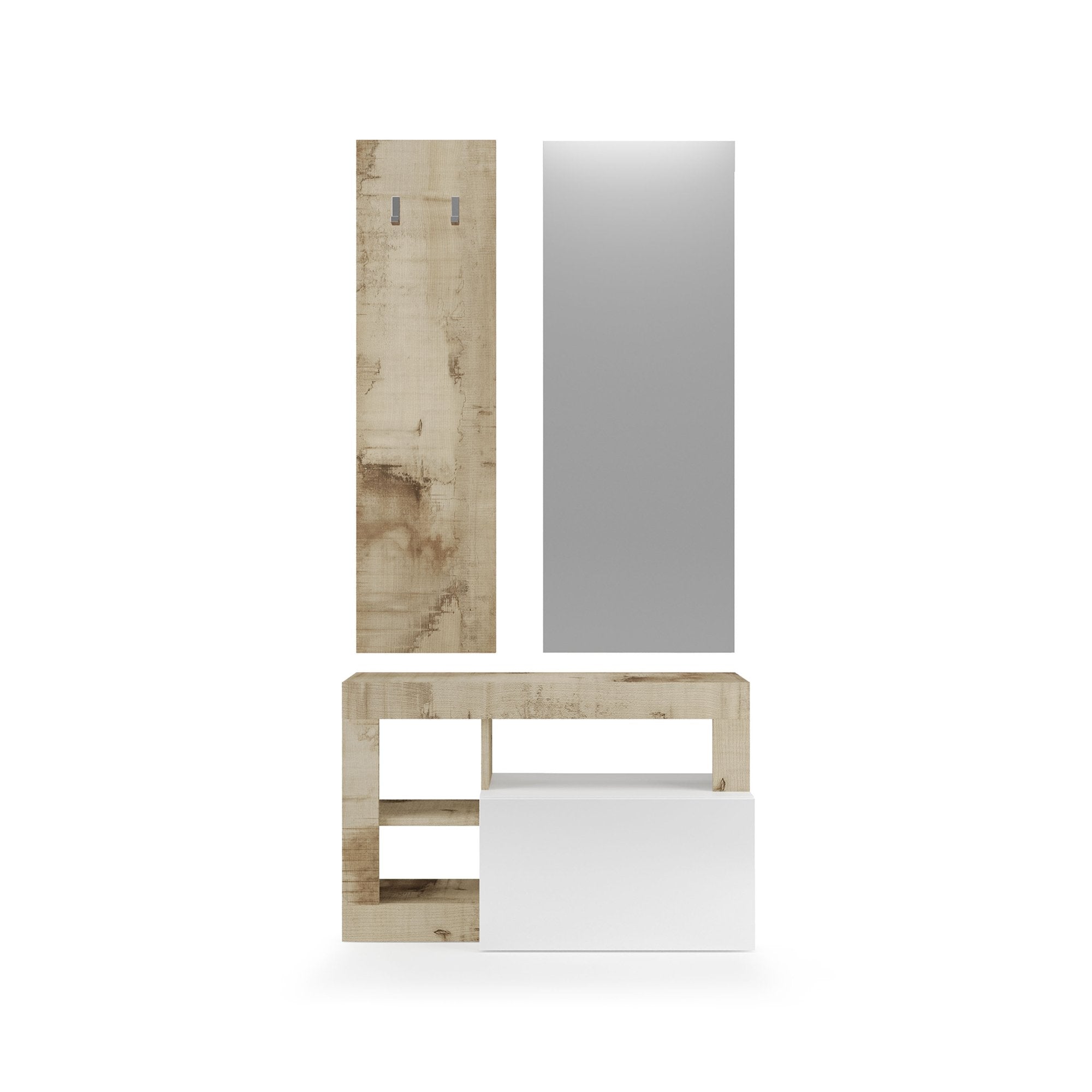 Casalino, Mobile da Ingresso Specchio Incluso, 90.5x36x170h cm Marrone Lucido