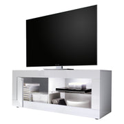 Gambara, Mobile Porta tv 2 Ripiani, 140x43x56h cm Bianco Lucido