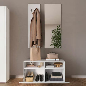 Rizzuto, Mobile da Ingresso Specchio Incluso, 91x36x165h cm Bianco Lucido