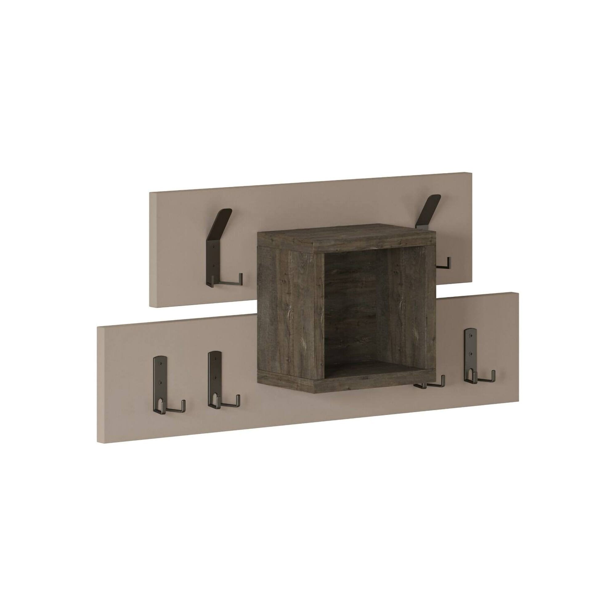 Appendiabiti Jimena, Attaccapanni, Portabiti multiuso, Appendiabiti da parete, 68x15 h32 cm, Marrone e Beige