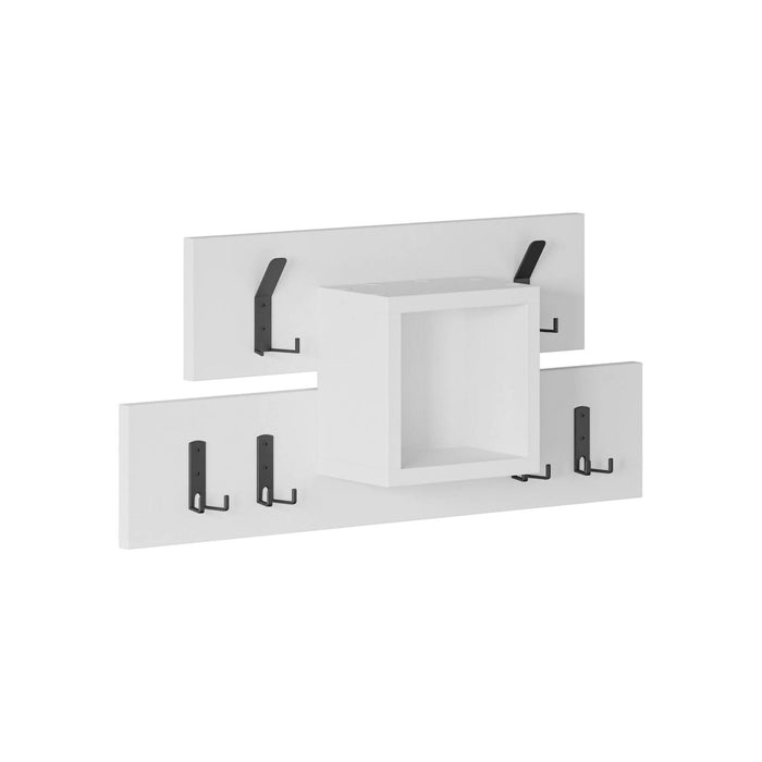 Appendiabiti Jimena, Attaccapanni, Portabiti multiuso, Appendiabiti da parete, 68x15 h32 cm, Bianco