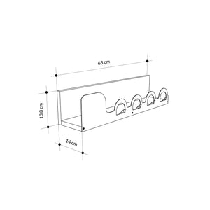 Appendiabiti Beryl, Attaccapanni, Portabiti multiuso, Appendiabiti da parete, 63x14 h14 cm, Quercia