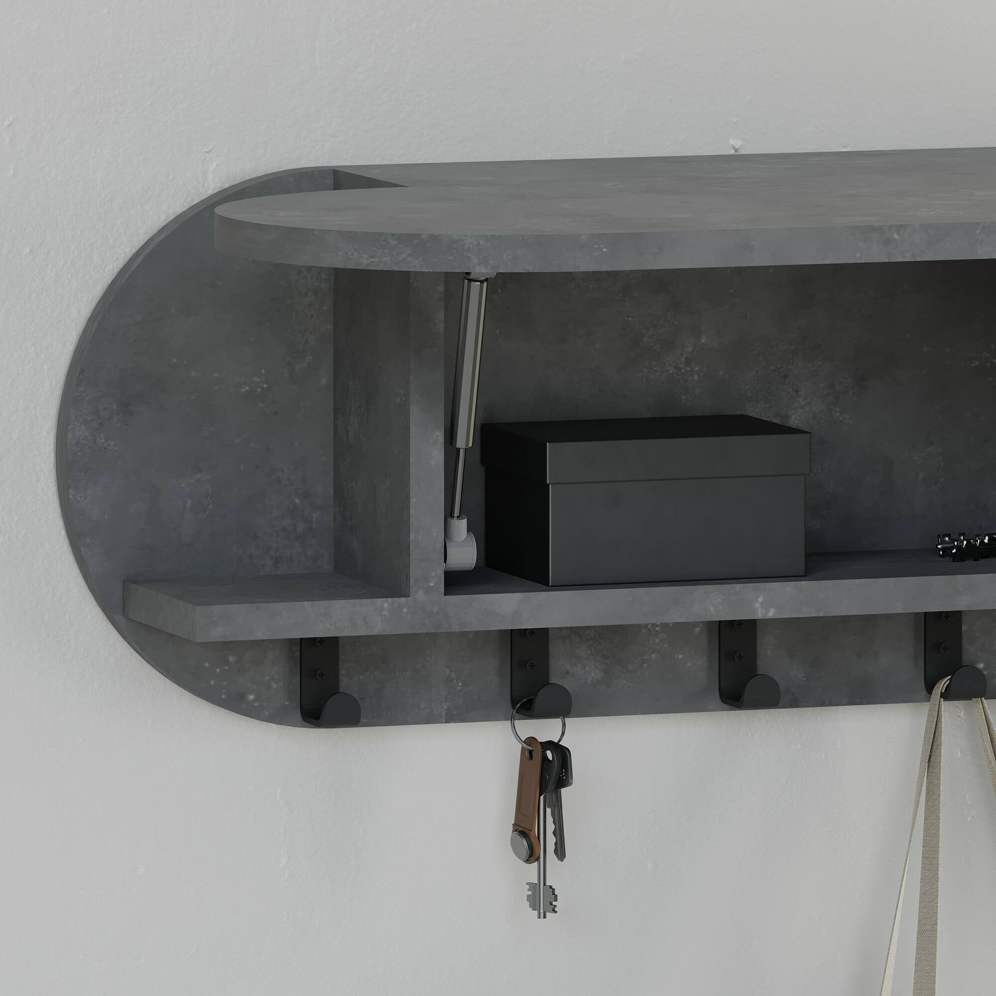 Appendiabiti Terry, Attaccapanni, Portabiti multiuso, Appendiabiti da parete, 84x16 h29 cm, Grigio