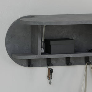 Appendiabiti Terry, Attaccapanni, Portabiti multiuso, Appendiabiti da parete, 84x16 h29 cm, Grigio