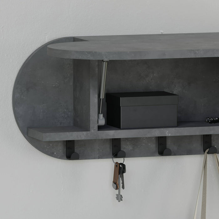 Appendiabiti Terry, Attaccapanni, Portabiti multiuso, Appendiabiti da parete, 84x16 h29 cm, Grigio