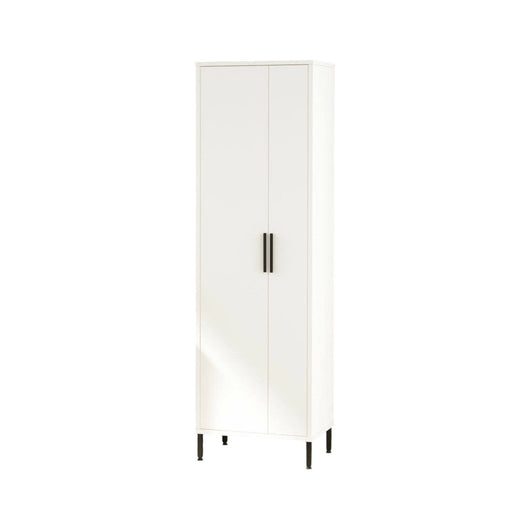 Armadio multiuso 1 anta Niala, Mobile multifunzionale, Mobiletto scarpiera, Guardaroba porta scarpe, 50x36 h165 cm, Bianco