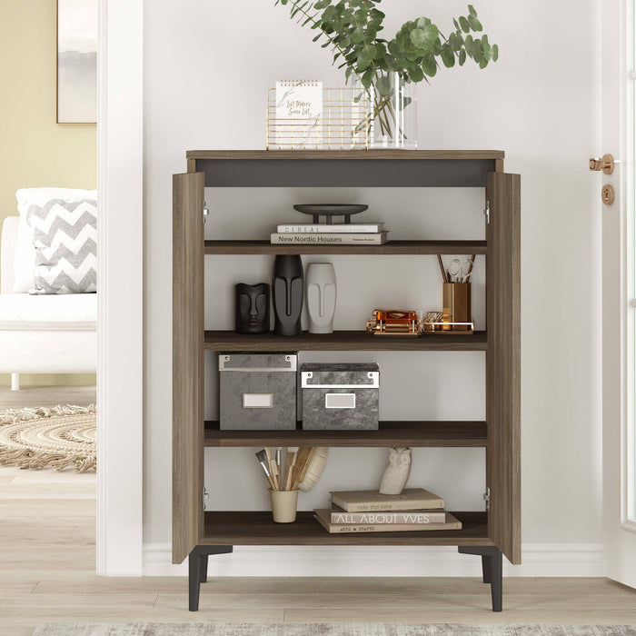 Credenza evariste, Buffet da soggiorno, Madia da salotto, Dispensa da cucina, 72x35 h104 cm, Marrone e Antracite