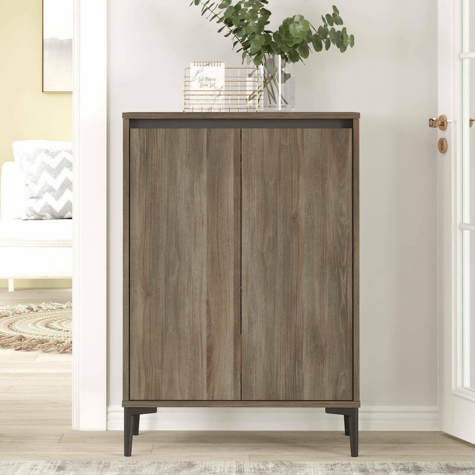 Credenza evariste, Buffet da soggiorno, Madia da salotto, Dispensa da cucina, 72x35 h104 cm, Marrone e Antracite