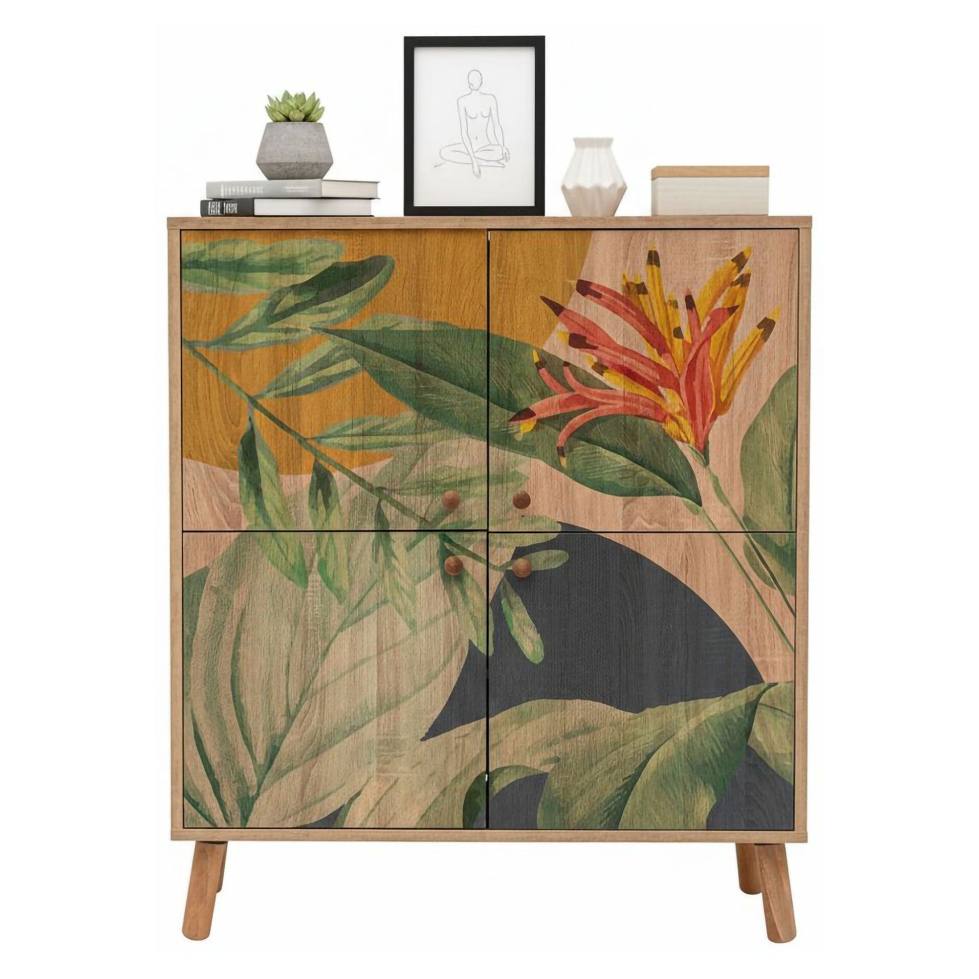 Madia Agyemang, Credenza 3 Ripiani, 95x36x111h cm Marrone Quercia