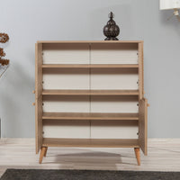 Credenza Agyemang, Buffet da soggiorno, Madia da salotto, Dispensa da cucina, 95x36 h111 cm, Quercia e Multicolore