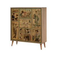 Credenza Agyemang, Buffet da soggiorno, Madia da salotto, Dispensa da cucina, 95x36 h111 cm, Quercia e Multicolore