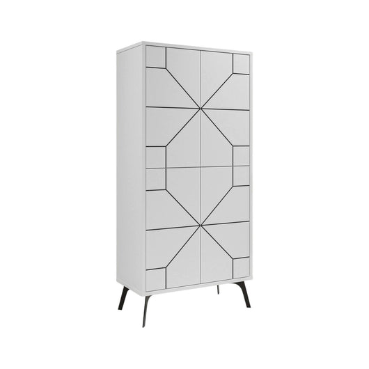 Armadio multiuso grande Bussola, Mobile multifunzionale, Mobiletto scarpiera, Guardaroba porta scarpe, 63x36 h136 cm, Bianco