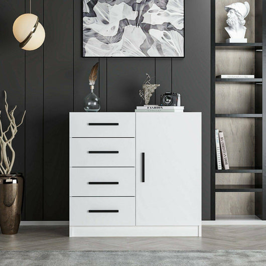 Credenza Neoguri, Buffet da soggiorno, Madia da salotto, Dispensa da cucina, 90x47 h85 cm, Bianco