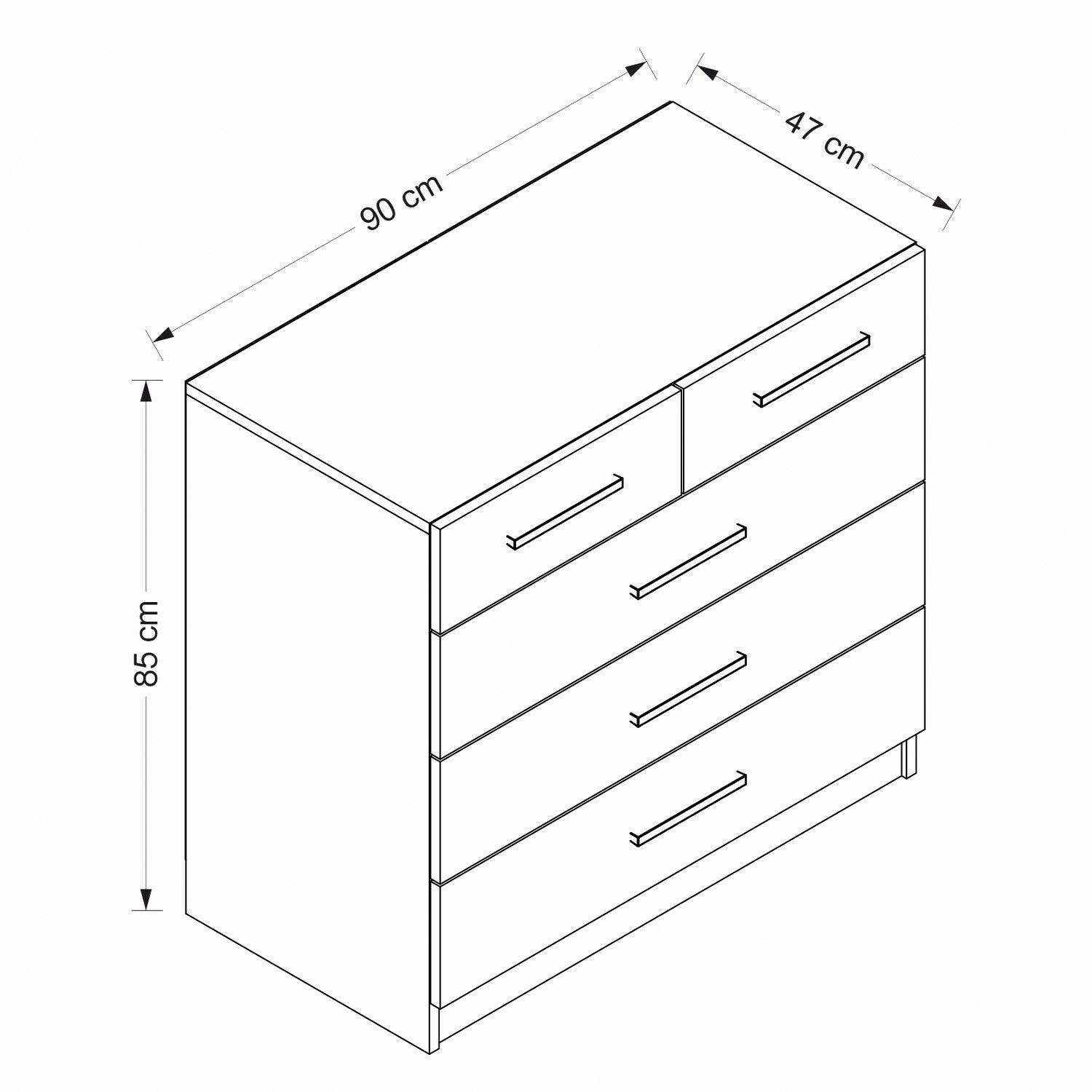 Cassettiera Hilary, Settimino multiuso, Comò camera da letto, Mobile con cassetti, 90x85 h47 cm, Bianco