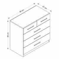 Cassettiera Hilary, Settimino multiuso, Comò camera da letto, Mobile con cassetti, 90x85 h47 cm, Bianco