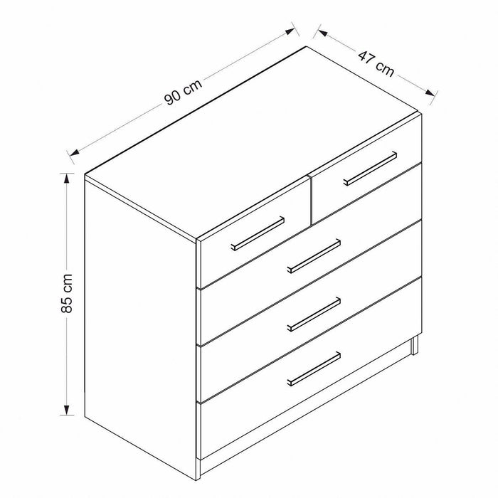 Cassettiera Hilary, Settimino multiuso, Comò camera da letto, Mobile con cassetti, 90x85 h47 cm, Bianco