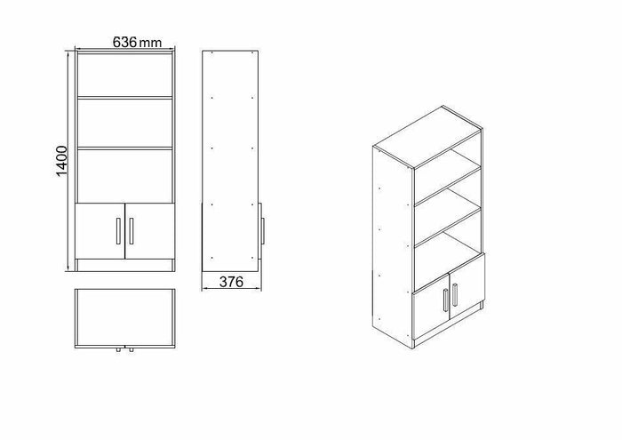 Set da ufficio Rebekah, Composizione da studio, Kit ufficio, Set scrivania e cassettiera, Noce e Antracite