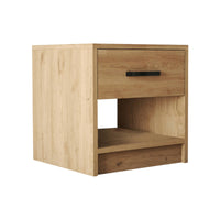 Comodino Noul, Comò basso, Tavolino da notte, Mensola da letto, 52x45 h47 cm, Quercia