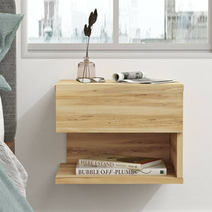 Comodino Gerardo, Comò basso, Tavolino da notte, Mensola da letto, 40x31 h35 cm, Quercia