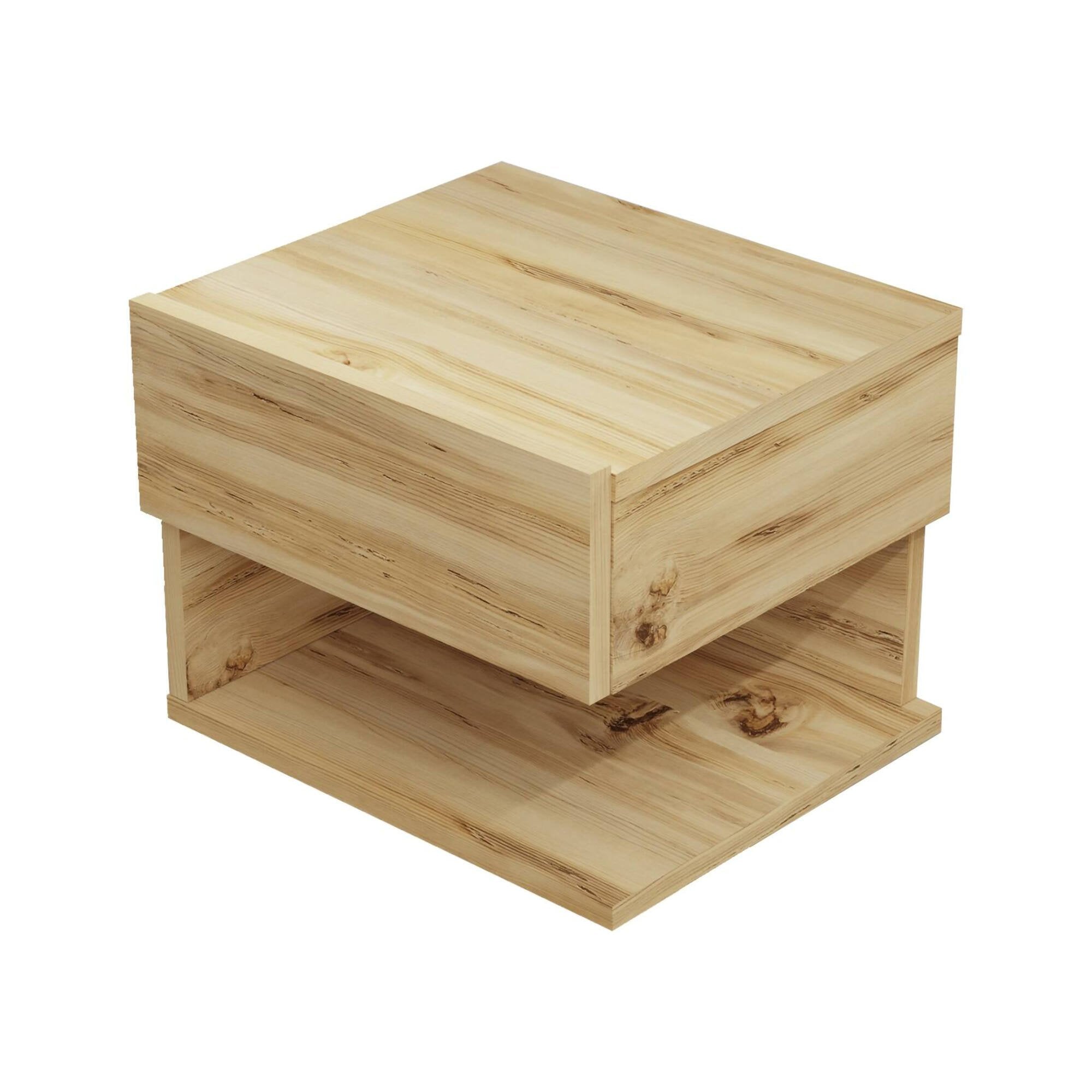 Comodino Gerardo, Comò basso, Tavolino da notte, Mensola da letto, 40x31 h35 cm, Quercia