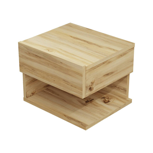 Comodino Gerardo, Comò basso, Tavolino da notte, Mensola da letto, 40x31 h35 cm, Quercia