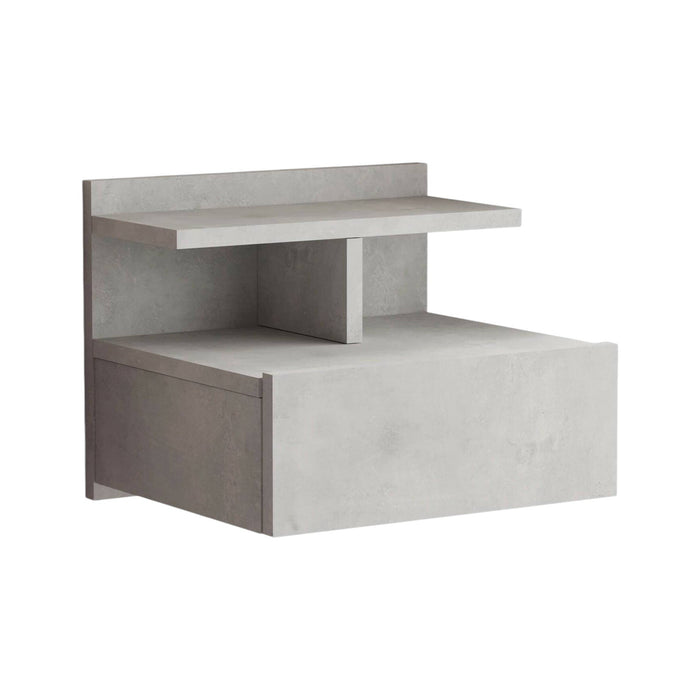 Comodino Joconde, Comò basso, Tavolino da notte, Mensola da letto, 40x36 h32 cm, Argento