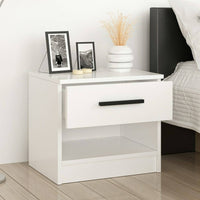 Comodino Igme, Comò basso, Tavolino da notte, Mensola da letto, 50x47 h40 cm, Bianco